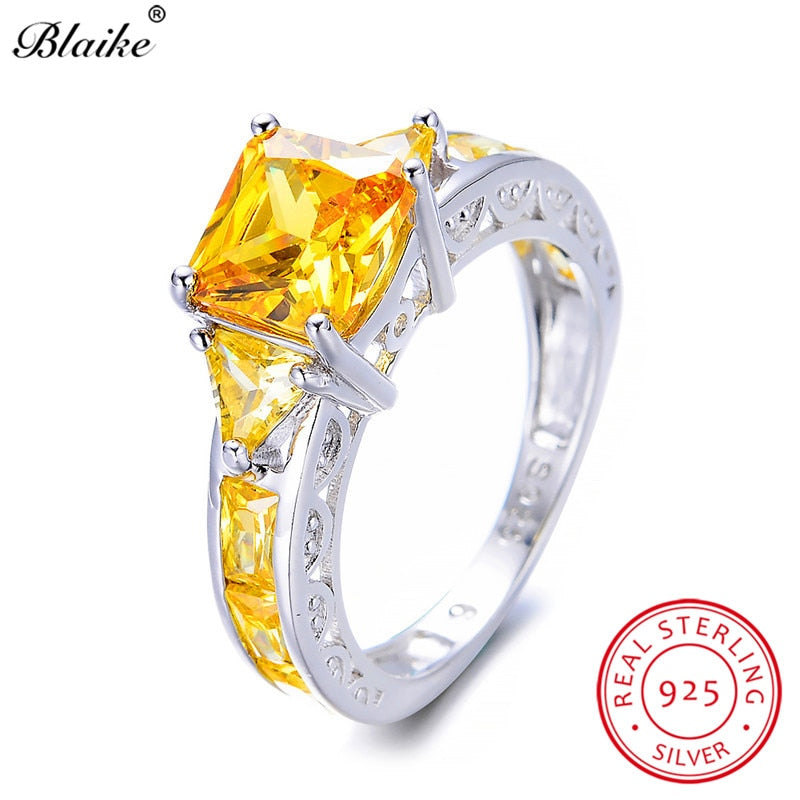 Rings Silver Yellow Topaz