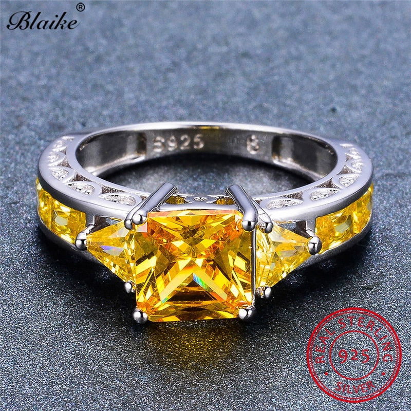 Rings Silver Yellow Topaz