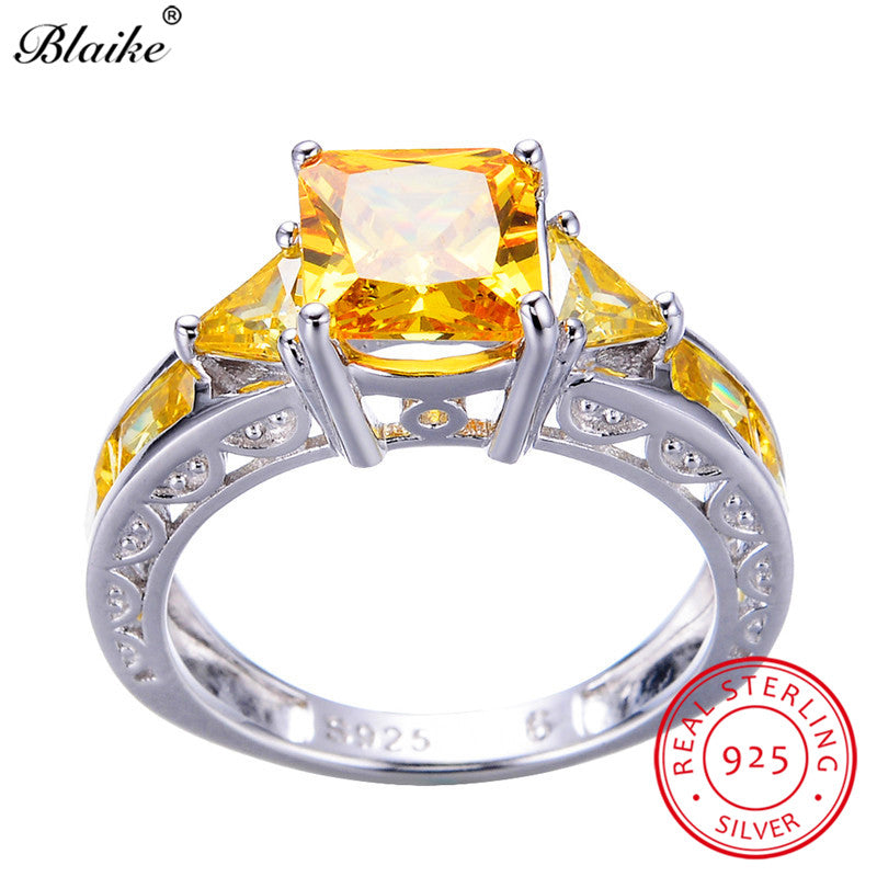 Rings Silver Yellow Topaz